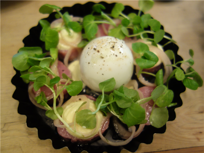 egg and purple potato salad